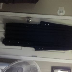 Black straight dress with silver buttons on sides and sleeves